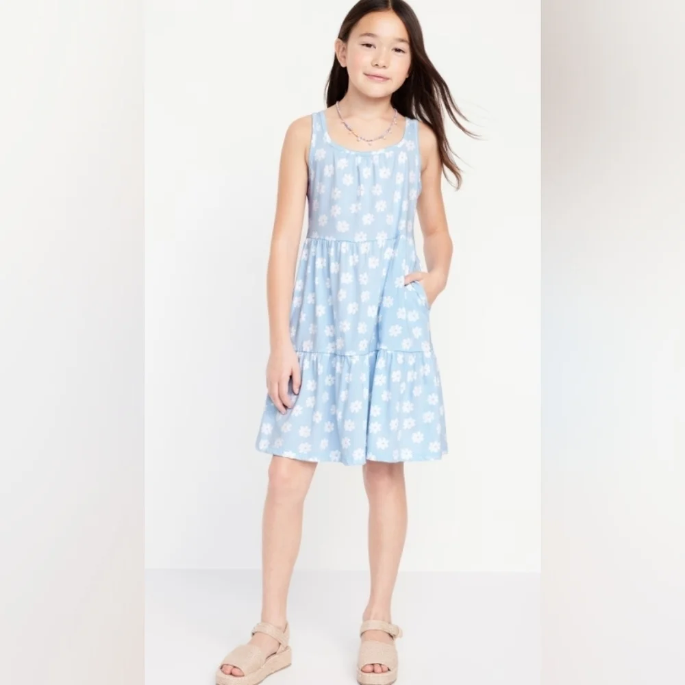 Old Navy Blue and White Floral Sleeveless Cotton Sundress Size Large 10-12 NWOT